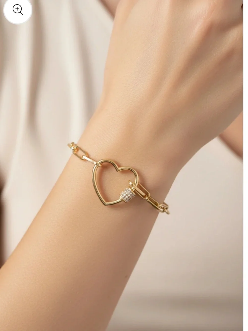 Heart Link Gold Dipped Cubic Zirconia chain link Bracelet